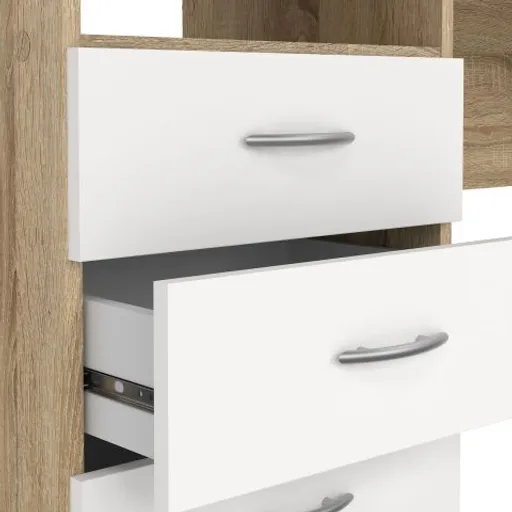Schreibtisch - LB ca. 120x48 cm, Eiche Struktur Nachbildung, Weiß