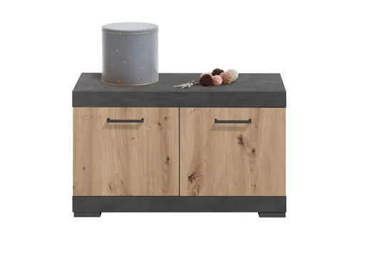 Garderobenbank- Grau, Eiche Dekor