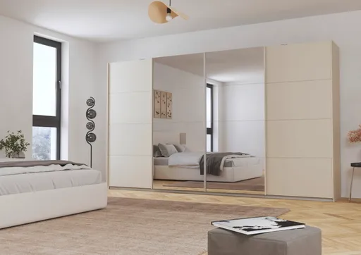 Schwebetürenschrank RIKK- B ca. 361 cm, Champagner, Spiegel