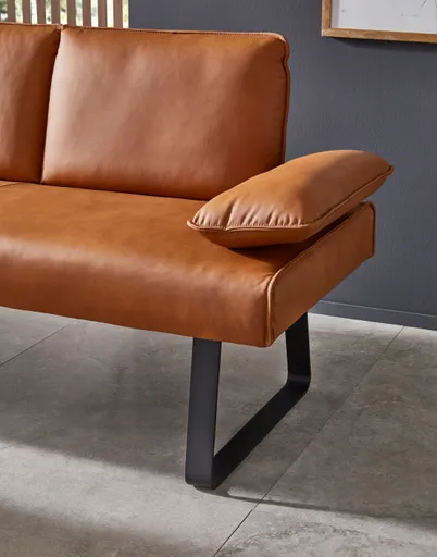 Polsterbank Elda - Breite ca. 236 cm, Leder, Cognac