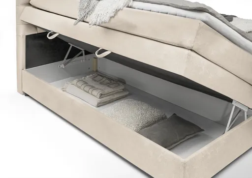 Boxspringbett SANDRIN A- Liegefläche ca. 200x200 cm, Stoff, Creme, inkl. Stauraum