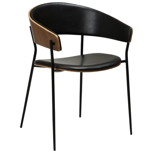 Stuhl - Furnierholz, Kunstleder, Nussbaum, Schwarz