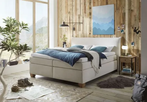  Boxspringbett HADAI- Liegefläche ca. 180x200 cm, Stoff, Beige, Bonell/Bonell