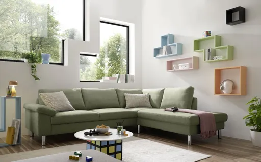 Ecksofa COOL - 2,5-Sitzer mit Ecke rechts, Stoff, Hellgrün