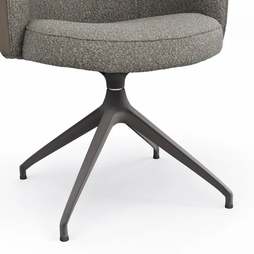 Armlehnstuhl Milana - drehbar, Leder Grau, Stoff Graubraun