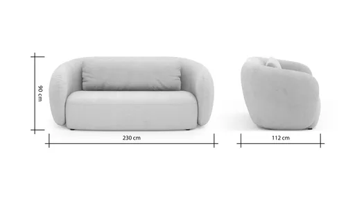 Sofa Karasu - 3-Sitzer, Stoff, Natur