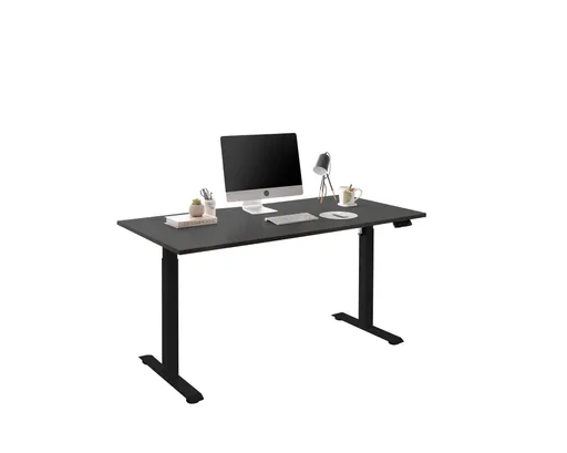 Schreibtisch - höhenverstellbar, LB ca. 137x68 cm, Schwarz, Stahl, Schwarz