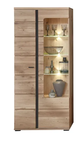 Vitrine - mit Beleuchtung, Holzfarben, Teilmassiv