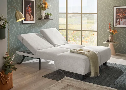 Faltsofa EBBY - 2-Sitzer ohne Armlehne, 140 cm inkl. Schlaffunktion/Relaxfunktion, Stoff, Creme