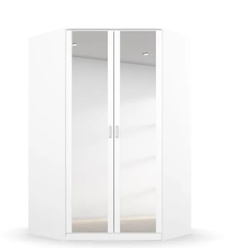 Eckschrank ROYAN- B ca. 117 cm, Weiß, Spiegel