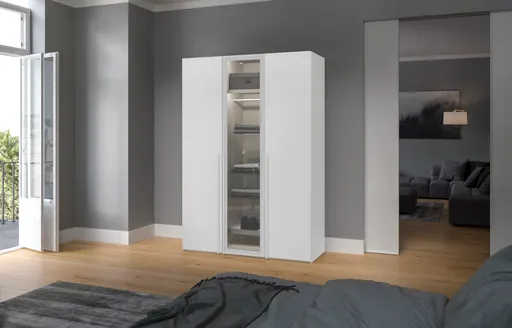 Drehtürenschrank JOIN IT- B ca. 152 cm, Weiss, Glas