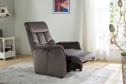 TV-Sessel - Aufstehhilfe, Relaxfunktion, Kopfteilverstellung, Stoff, Grau