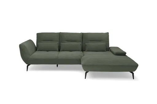 Ecksofa PAYTON - 2-Sitzer, Ecke rechts inkl.Rückenneigung, Armteilverstellung, Stoff, Olive