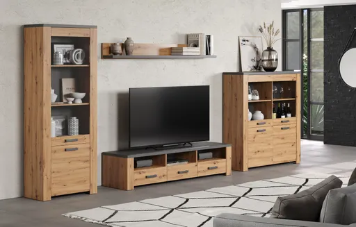 TV-Lowboard - Eiche Dekor, Graphit