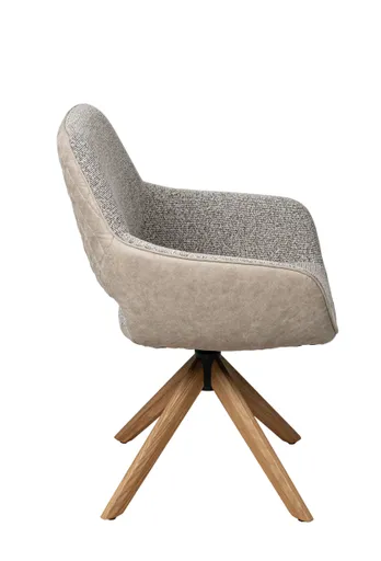 Armlehnstuhl MARIETTA - drehbar, Stoff, Hellbraun