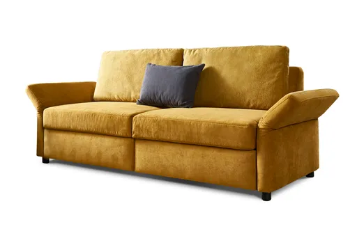 Sofa - 2-Sitzer mit Schlaffunktion, Stoff, Senfgelb