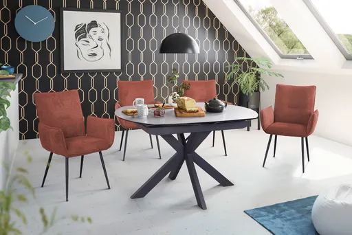 Esstisch MEGGIE - ausziehbar, LB ca. 130x100 cm, Glaskeramik, Grau