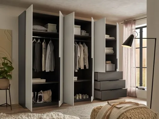 Drehtürenschrank- Graphit, Helgrau