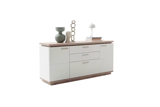 Sideboard - Weiß, Absetzung Eiche