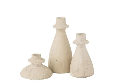 Deko-Kerzenhalter-Set - Terracotta, Cremefarben