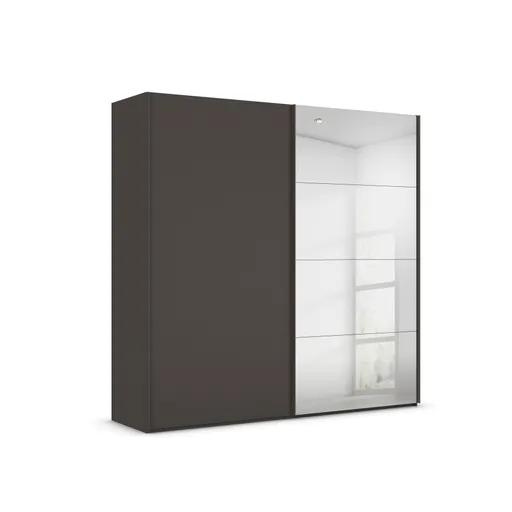 Schwebetürenschrank ROVERO- B ca. 225 cm, Graphit, Spiegel