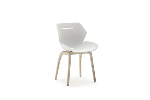 Stuhl Tooon - Kunststoffschale, Weiß, Gestell Holz