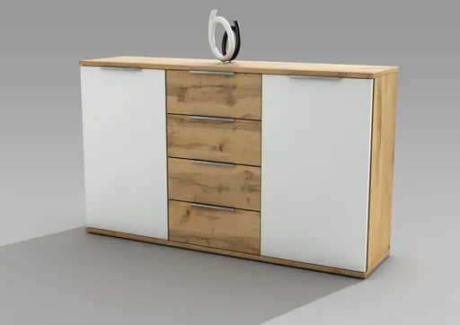 Kommode - Wildeiche, Weiß, Hirnholz