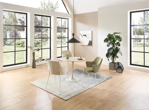 Esstisch - Ø/H ca. 90x75 cm, Travertinoptik, Beige