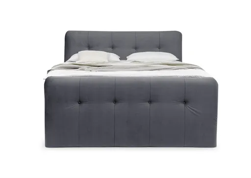 Boxspringbett HOLLIE- Liegefläche ca. 180x200 cm, Stoff, Grau, inkl. Topper