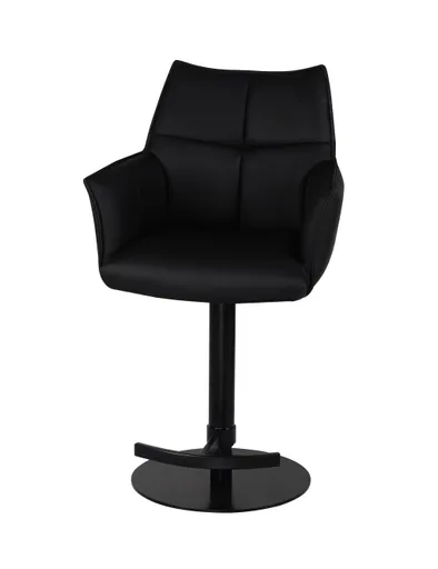 Barhocker MELE - drehbar, höhenverstellbar, Leder, Schwarz