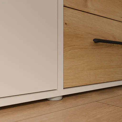  Drehtürenschrank FATHIE- B ca. 206 cm, Sand, Eiche Dekor