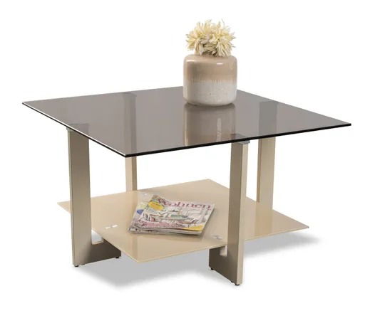 Couchtisch - LB ca. 75x75 cm, Bronze, Cremeweiß