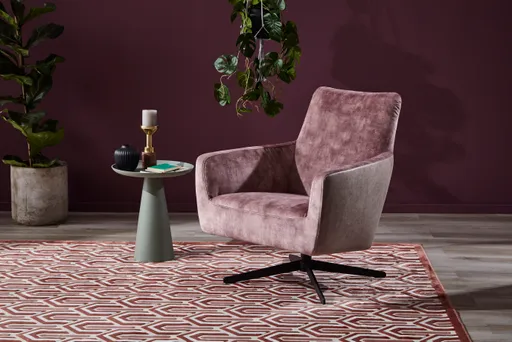 Drehsessel Matina - Größe M, Leder&Stoff, Dunkelbraun, Mauve