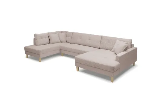 Wohnlandschaft - Ecke links, 2-Sitzer, Longchair rechts, Stoff, Rosa