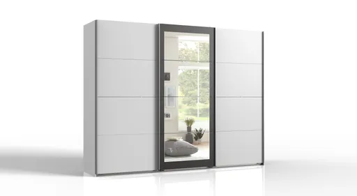 Schwebetürenschrank- B ca. 270 cm, Weiß, Spiegel