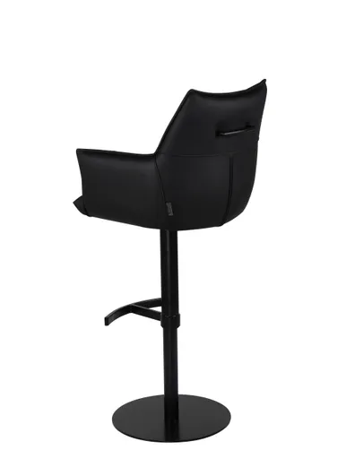 Barhocker MELE - drehbar, höhenverstellbar, Leder, Schwarz