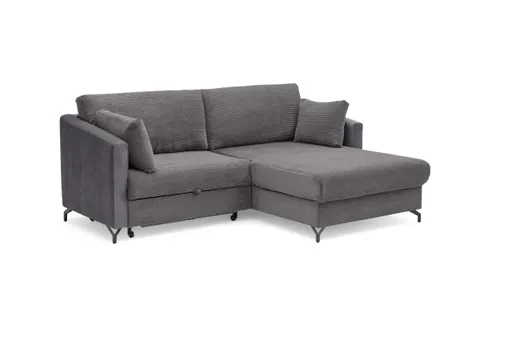 Ecksofa - 1,5-Sitzer, Ecke rechts inkl. Schlaffunktion und Bettkasten, Stoff, Grau