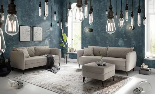 Sofa JERINA - 2,5-Sitzer, Stoff, Beige