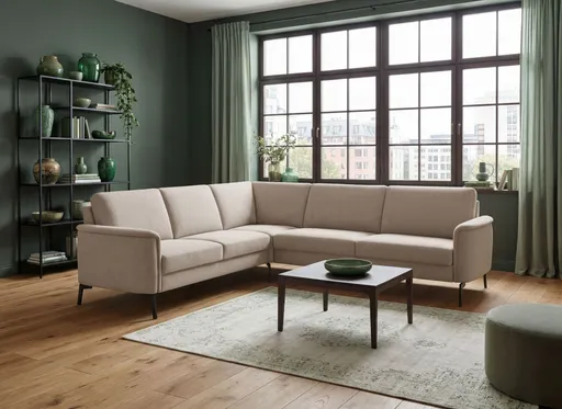 Ecksofa - 3-Sitzer mit Ecke rechts, Stoff, Sand