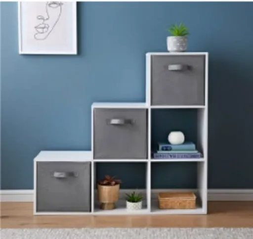 Raumteiler - inkl. Stoffboxen, B ca. 89 cm, Weiß, Grau