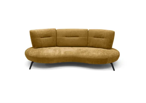 Nierensofa PACEY - 3-Sitzer, Stoff, Senfgelb