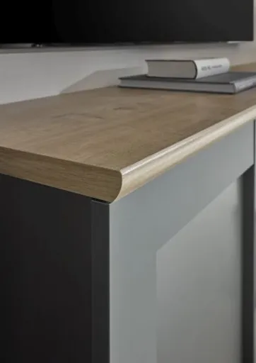 Lowboard - inkl. Wandboard, Grau, Artisan Eiche Nachbildung