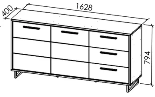 Sideboard - B ca. 163 cm, Kreidefarben, Eiche bianco massiv geölt