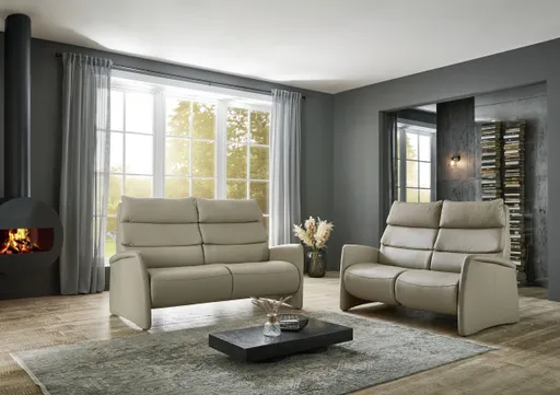 Sofa - 2,5-Sitzer groß, Kopfteil verstellbar, Leder, Perlmutt