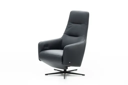 Relaxsessel Rufus - inkl. Relaxfunktion (motorisch), Akku, Leder, Schwarz