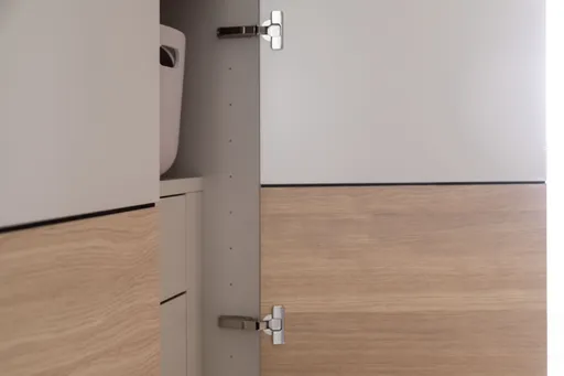 Drehtürenschrank Matera - BHT ca. 251x235x60 cm, Lack Matt, Kaschmir, Eiche, Milk
