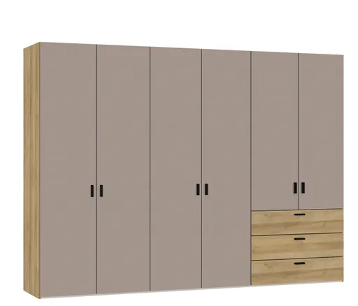 Drehtürenschrank JOIN IT- B ca. 303 cm, Eiche Dekor, Nougat