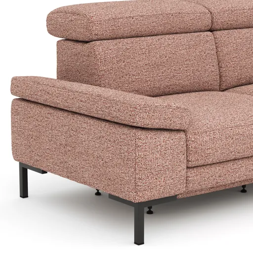 Ecksofa Hudson - 2,5-Sitzer mit Ecke rechts, inkl. Kopfteil verstellbar, Stoff, Kupfer
