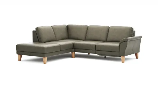 Ecksofa Rockport A - Ecke links mit 2,5-Sitzer inkl. Relaxfunktion (motorisch), Leder, Dunkelgrau
