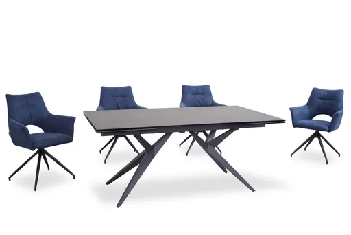 Esstisch MICHELA - ausziehbar, LB ca. 180x95 cm, Glaskeramik, Dunkelgrau